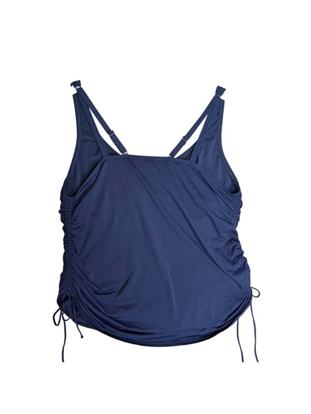 Lands End Womens Navy Blue V-Neck Underwire Tankini Top Size 18 Adjustable Ruche - Picture 10 of 12